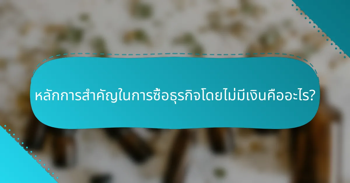 หลักการสำคัญในการซื้อธุรกิจโดยไม่มีเงินคืออะไร?